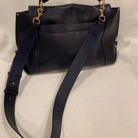 This classic navy leather handbag is a timeless piece. It was barely worn. - Picture 2 of 5